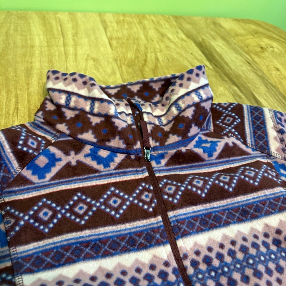 3/$40 Eddie Bauer Purple Full Zip Fleece Aztec Southwest Western Womens Size XL - Picture 4 of 9